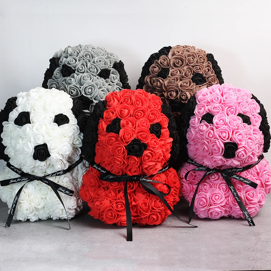 

Dropshipping 25cm Teddy Rose dog Artificial Flower Rose of dog Christmas Decoration for Home Valentines Women Mother 's Gifts