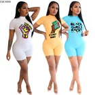 Женский комбинезон с коротким рукавом CM.YAYA, черный облегающий комбинезон с принтом волшебного кулака, цельный комбинезон для клуба