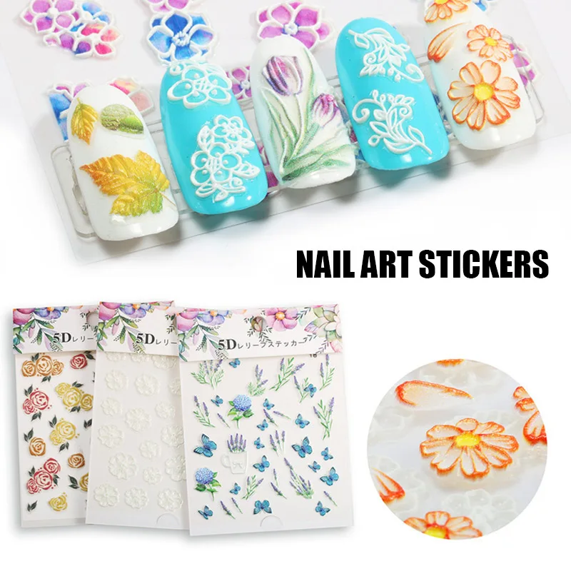 

Nail Art Manicure Decor 5D DIY Stickers Nail Glitter Sticker Decor Supplies Decals KG66