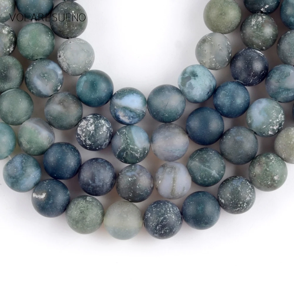 Натуральный Матовый полировка моховые Агаты Оникс Камень круглые бусины Spacer