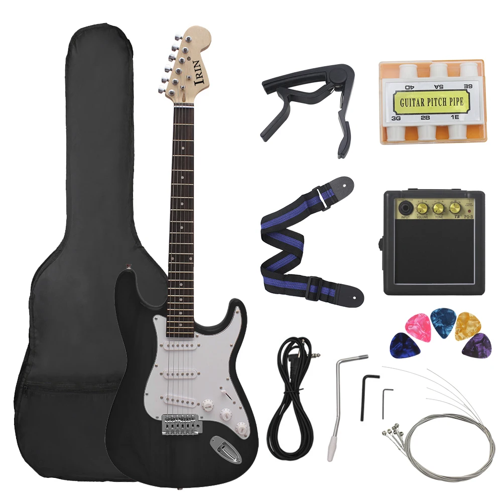 

21 Frets 6 Strings ST Electric Guitar 39 Inch Black Basswood Body Maple Neck With Speaker Necessary Guitar Parts & Accessories