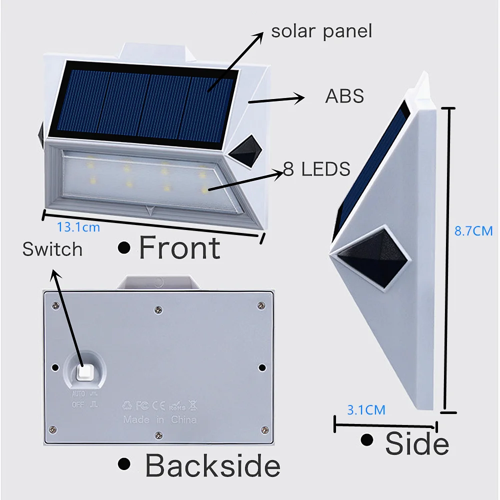 8 светодиодный s Солнечная лампа на открытом воздухе Путь Лестница