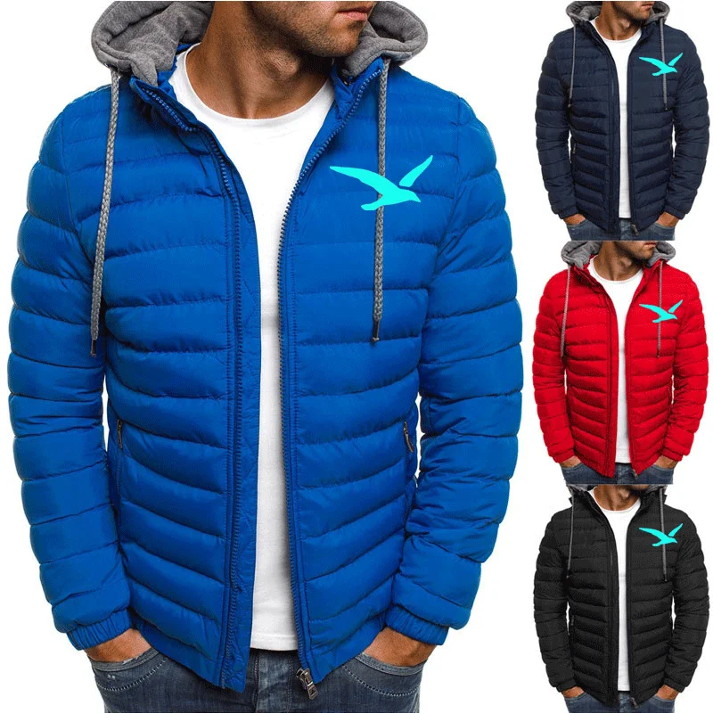 ZOGAA Men Winter Parkas Fashion Solid Hooded Cotton Coat Jacket Casual Warm Clothes Mens Overcoat Streetwear Puffer Jacket