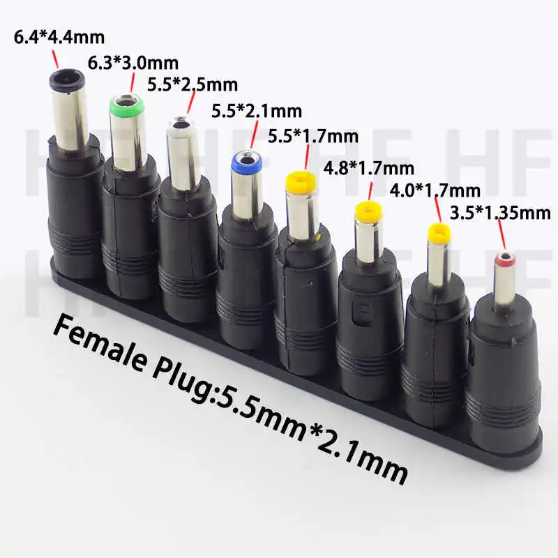 

8pcs/set Universal Laptop DC 5.5X 2.1mm Female Jack Plug Power Adapter Connectors Charger Conversion Plug Adaptor