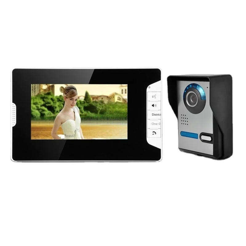 7 Inch Wire Color LCD Video Door Phone Doorbell Intercom Kit Visual Video Intercom with IR-CUT HD 700TVL Rainproof Camera Unlock