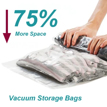 6PC Roll-Up Compression Vacuum Storage Bags Foldable Travel Space Saver Bags Plastic Compressed Home Clothes Storage Bags 1