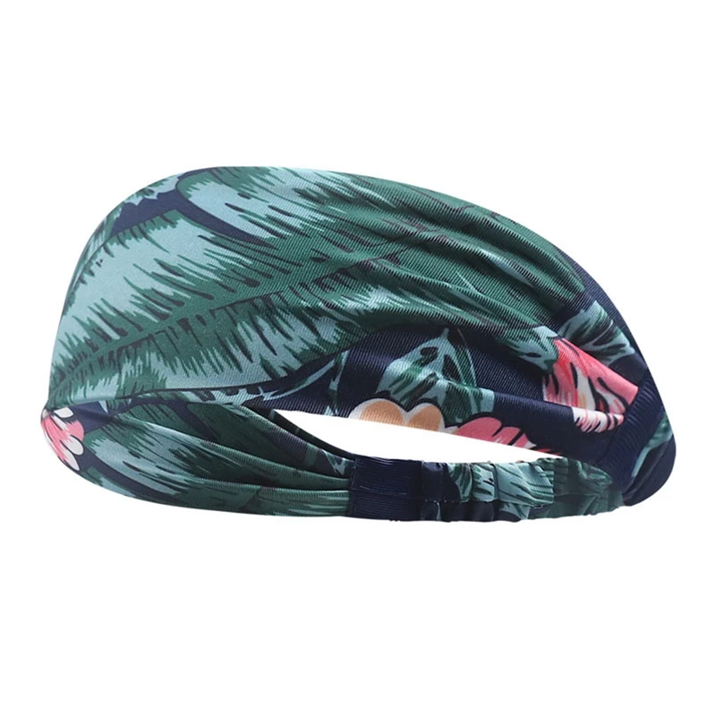Лента для волос эластичная с цветочным принтом Спортивная широкая Байкерская