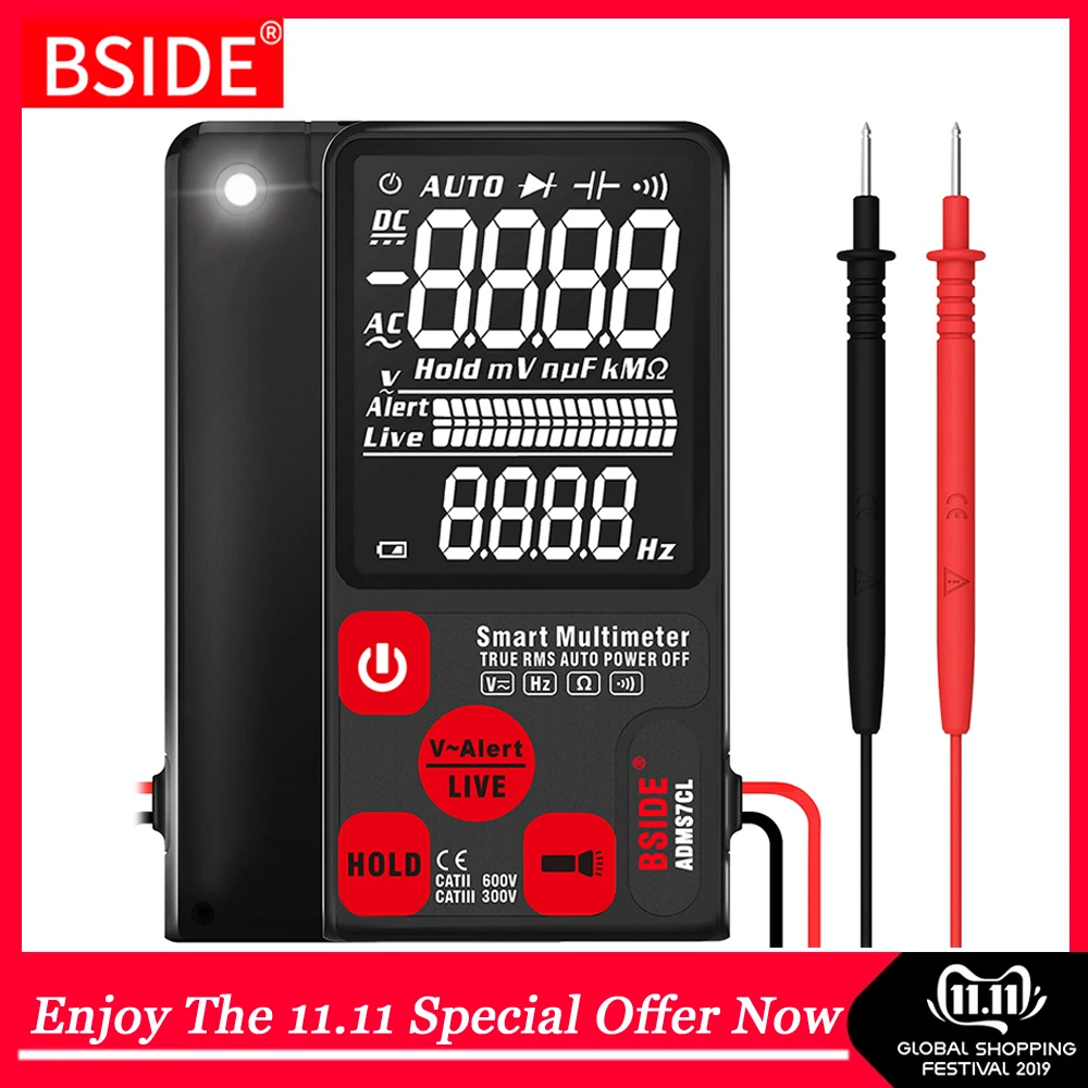 Мини цифровой мультиметр BSIDE ADMS7CL/S9CL EBTN ЖК дисплей DC вольтметр переменного тока