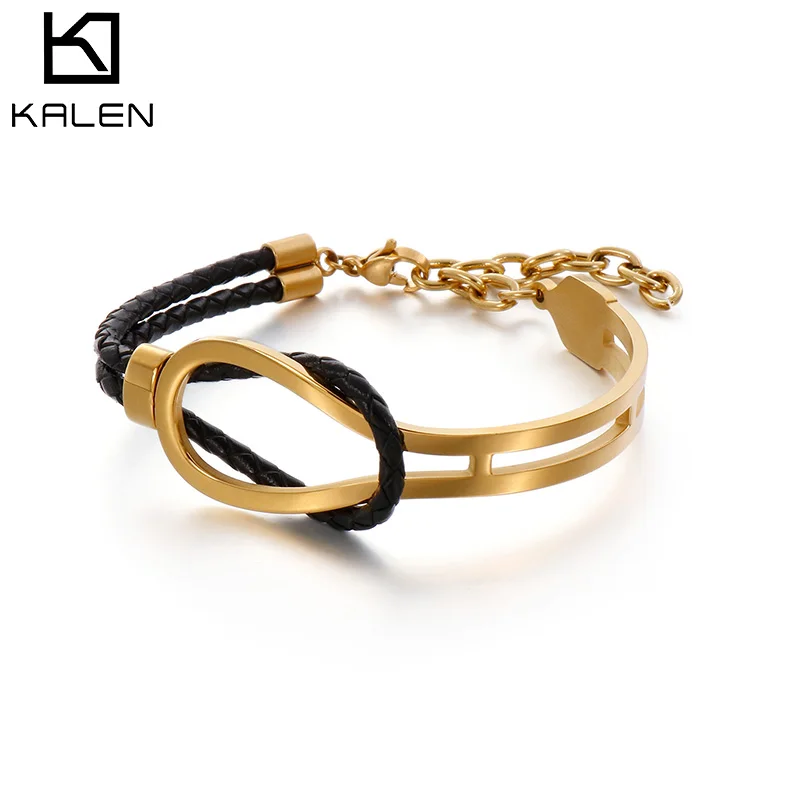 В стиле хип хоп с тремя Цвета Нержавеющая сталь теплые кожаные браслеты на