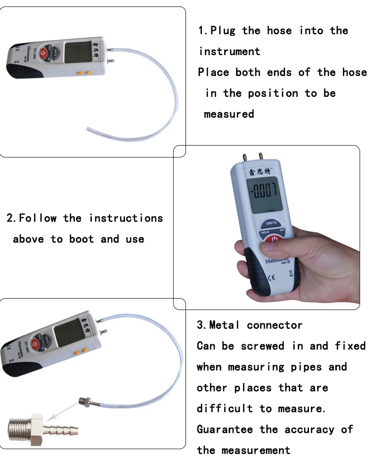 

2018 Digital Manometer air pressure meter air pressure Differential Gauge Kit 55H2O to +55H2O Data Hold medidor presion