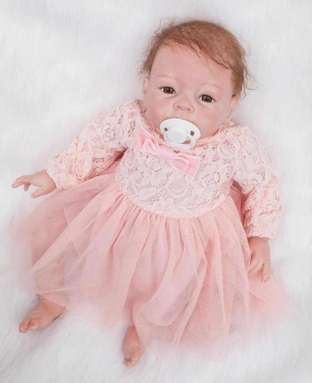22 дюймов Reborn baby Doll мягкие виниловые силиконовые реалистичные куклы новорожденных платье принцессы Bonecas игрушка для детей подарок на день рождения