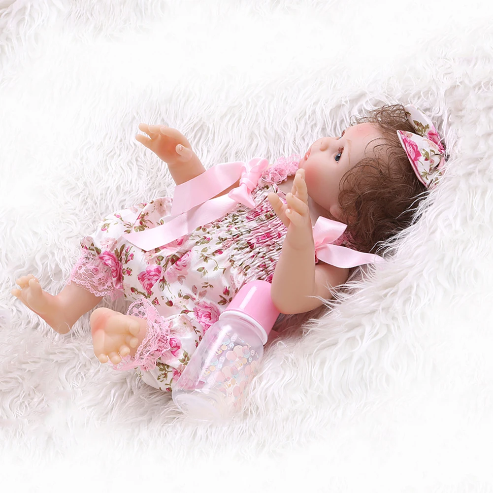 

Dolls Ornaments Home Decor Baby Toys Silicone Reborn Baby Dolls 48cm Realistic Lovely Girl Wearing Dress Kids Toy