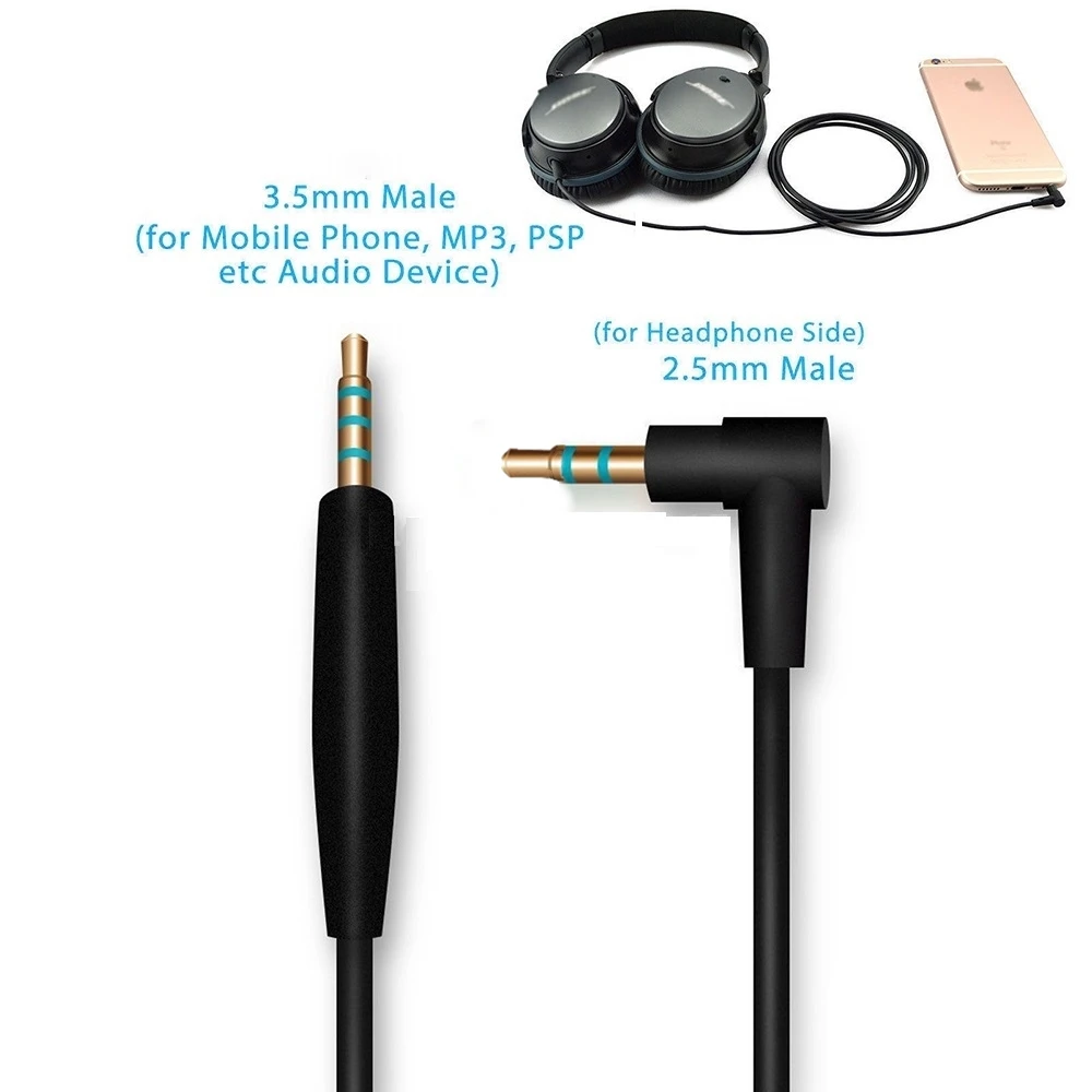 Аудиокабель 2,5 мм до 3,5 мм 1,4 футов/м для наушников Bose Quiet komtom 25 QC25 SoundTrue OE2 OE2i AE2 AE2i