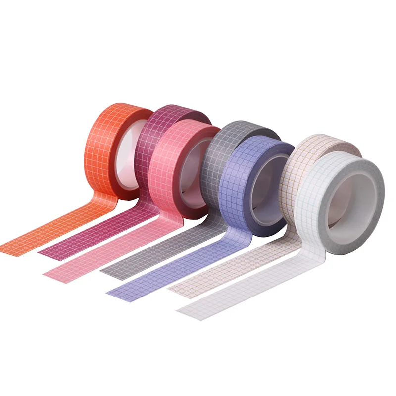 

10Pcs Decorative Black White Pink Purple Grey Brown Grid Masking Washi Tape Set for Notebook Planner Scrapbooking DIY Stationary