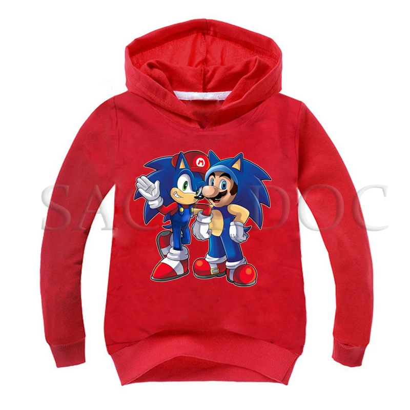 Hoodies 10 Новое поступление, детские осенние толстовки с капюшоном с принтом Соника и Марио толстовки для маленьких мальчиков и девочек детская верхняя одежда, топы с длинными рукавами - Цвет: Hoodies 10