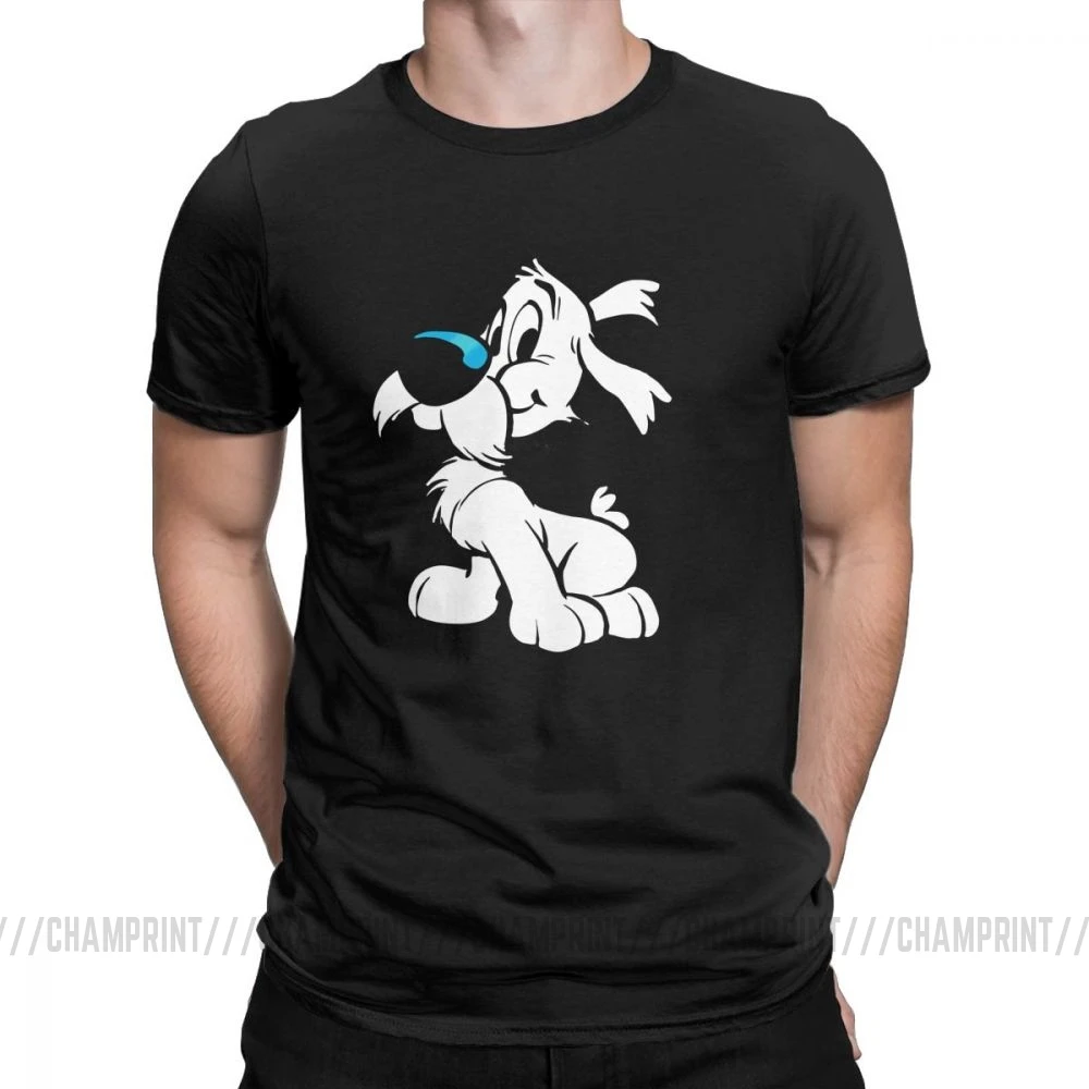 Мужские футболки Asterix And Obelix Новинка хлопковые футболки с коротким рукавом Dogmatix Idefix Ideafix Obelix футболка для собак топы размера плюс - Цвет: Черный