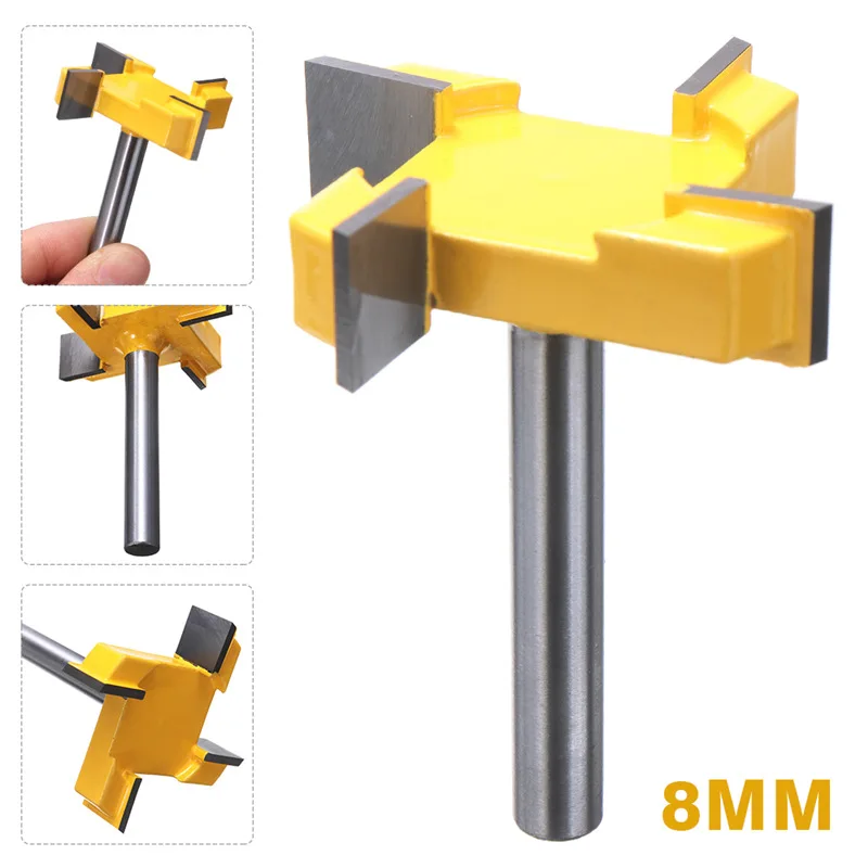 

8mm Shank CNC Router Bit Cutter Carbide Tipped Top Surface Spoilboard Milling Cutter 4 Flutes T-Slot For Woodworking Trimming