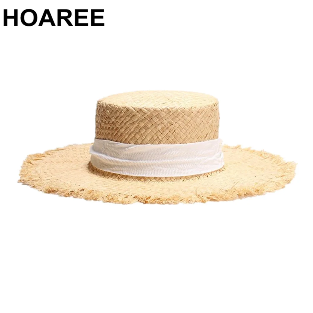 Шляпа от солнца HOAREE из рафии Женская Соломенная Панама с широкими полями в