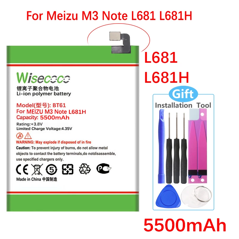 

WISECOCO 5500mAh BT61 Battery For Meizu M3 Note L681 L681H Smart Phone High Quality New Battery+Tracking Number