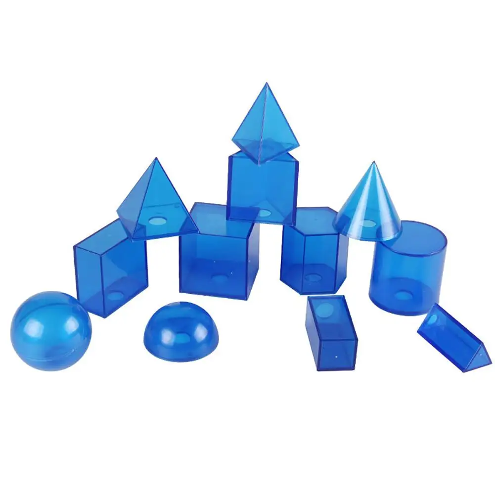 12Pcs/Set Transparent 3D Geometric Solids Model Detachable Teaching Aids Toy Explore geometry volume other math concepts | Игрушки и