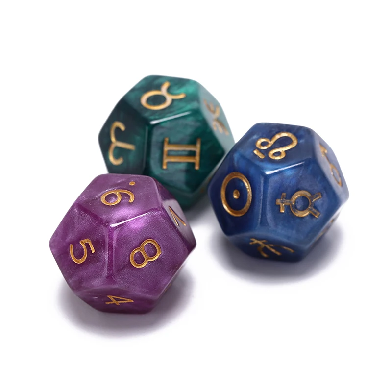 

3Pcs Creative Astrological Dice Set Multi-Faceted Resin Dice For Constellation Games Entertainment 20mm Whosesale