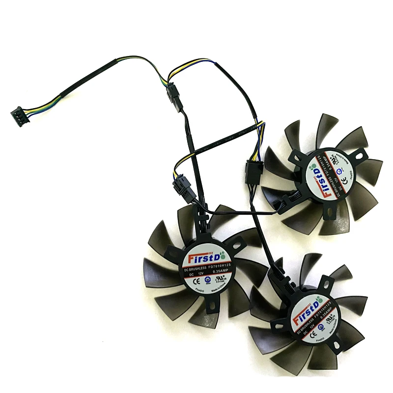 3 шт. 75 мм FD8015H12S FD7010H12S 4PIN 12V 0.35AMP RadeonVII охлаждающий вентилятор GPU для XFX AMD Radeon VII