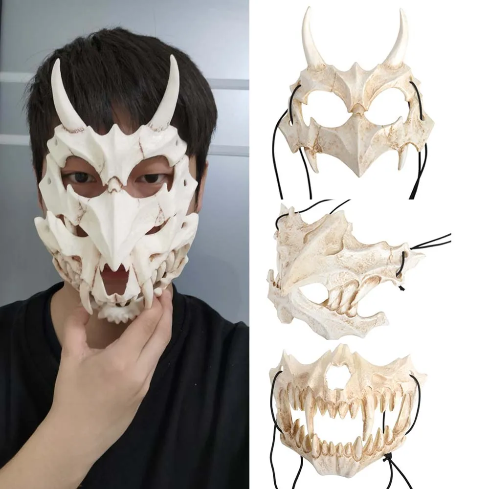 Японский Дракон Бог Маска Косплей Животное тенгу якша Тигр ПУ ужас половина лица