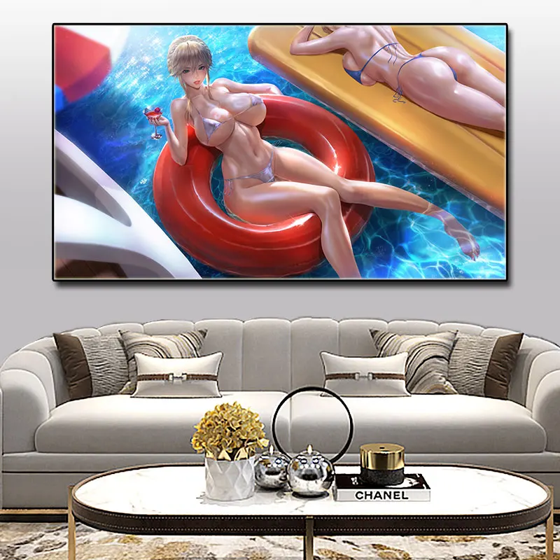 

Sexy Bikini Woman Canvas Painting Wall Art 3D Anime FateGrand Order Christmas Posters and Prints Living Room Decoration Pictures