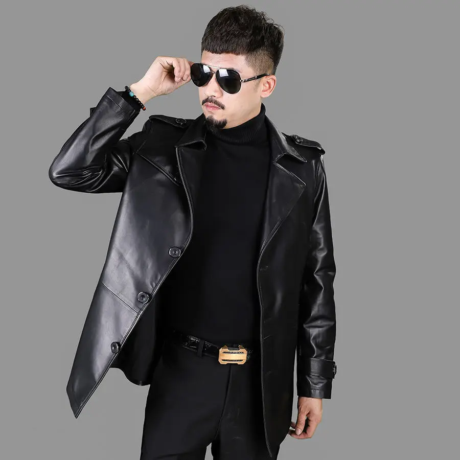 

Haining New Medium And Long Head Layer Sheepskin Leather Coat Men's Spring And Autumn Business Leisure High-grade Coat