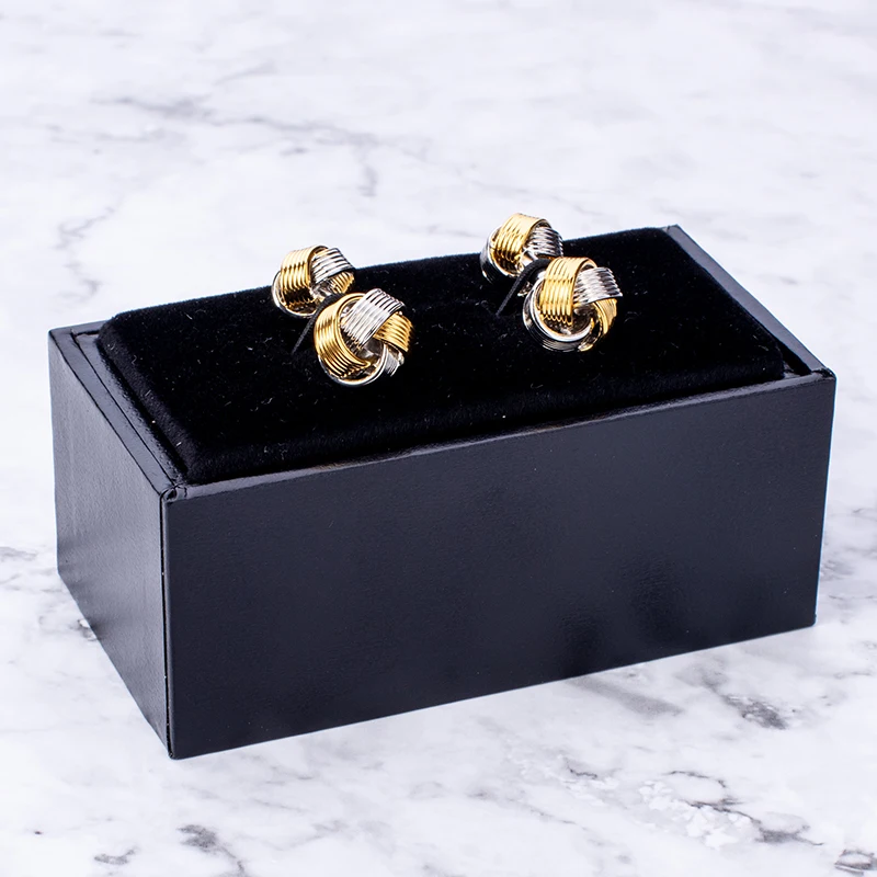 

French Style Twisted Double Knot Cufflinks Fashion Metal 2 Colors Cuff Buttons For Shirt Business Wedding Best Man Gift