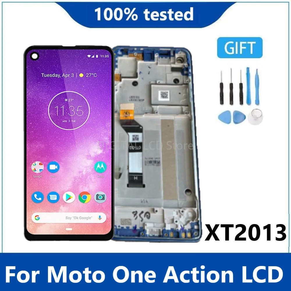 

Оригинальный дисплей для Moto One Action LCD дисплей для One Action XT2013-1 -2 -4 ЖК-экран с сенсорным дигитайзером в сборе с рамкой
