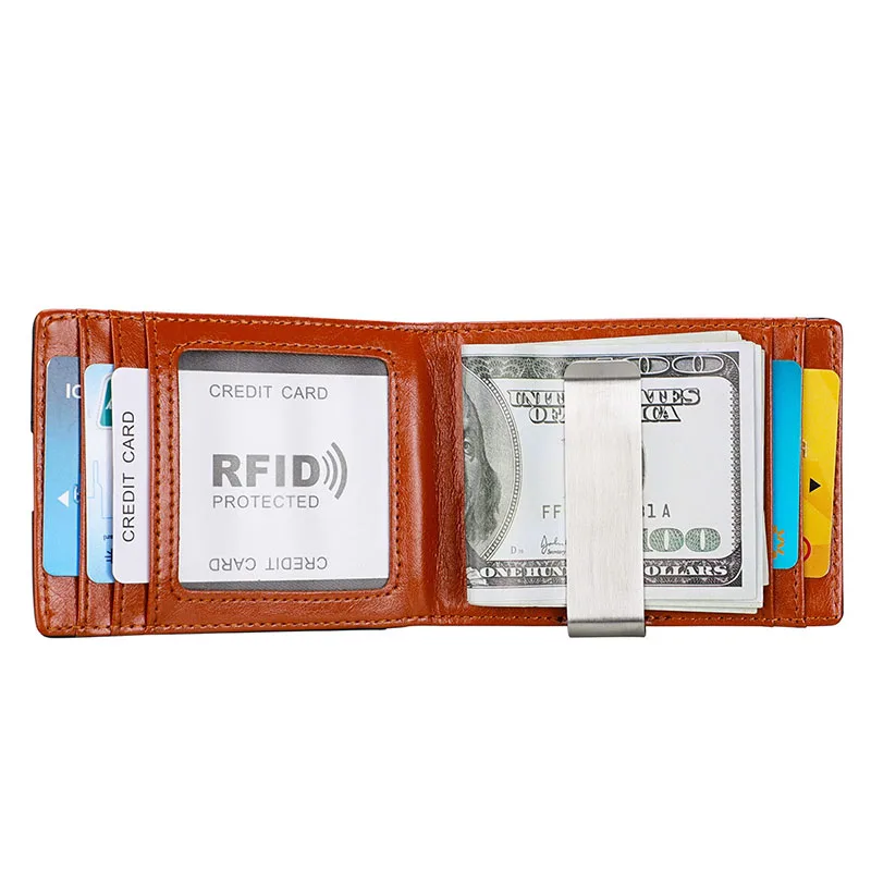 Зажим для денег роскошный из натуральной кожи тонкий короткий RFID милый тонкий передний карман мужской кошелек для кредитных карт кошелек для мужчин и женщин