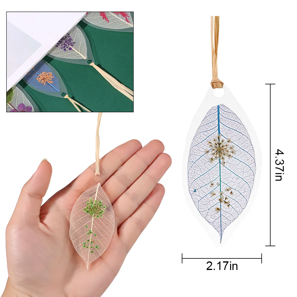 

Leaf Shaped Dried Flowers Bookmark Transparent Leaf Vein Pressed Floral Reading Page Markers Office Stationery Students Gift