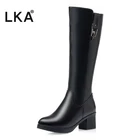 Женские сапоги до колена из коровьей кожи, на платформе