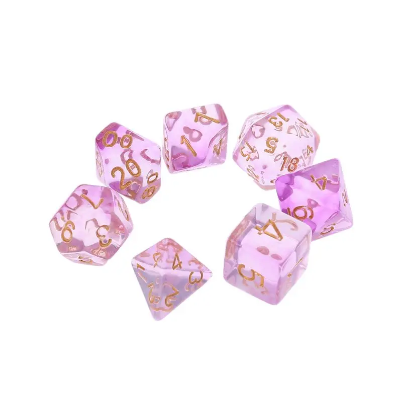 

7pcs/set Transparent Sided Dice D4 D6 D8 D10 D12 D20 Dungeons & Dragon D&D RPG Poly Table Board Games Toy T8NC