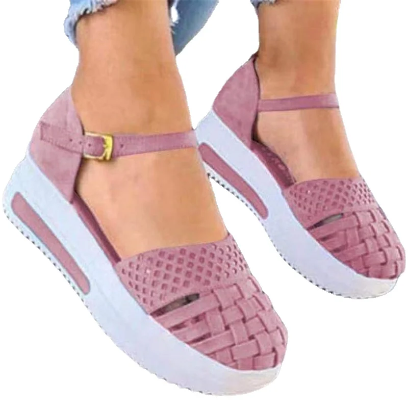 

Женские сандалии с вырезами, летняя женская повседневная обувь с шитьем, женская обувь на платформе, модель 2021 года