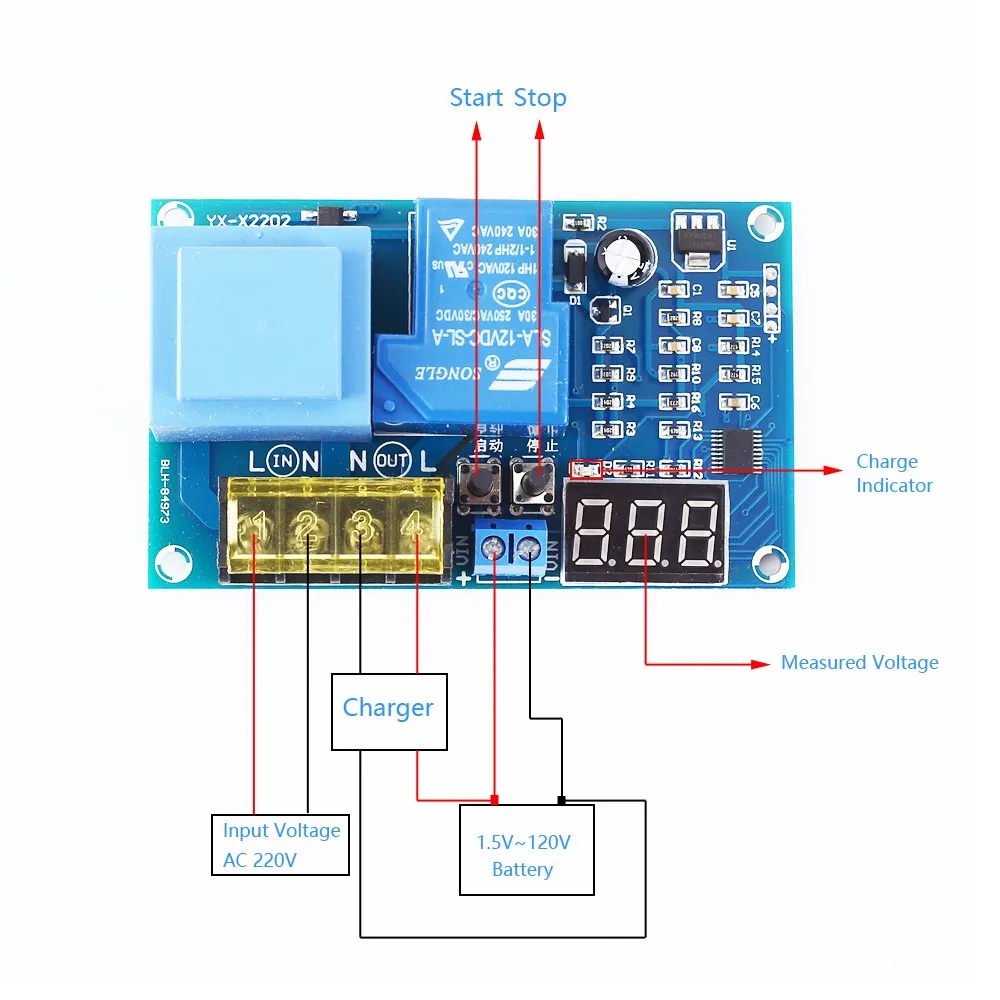 Battery Charger Protection Over-discharge Low Voltage Disconnect Cut Off Board 10A 5V 12V 24V 48V AC 220V UPS Switching Module images - 6