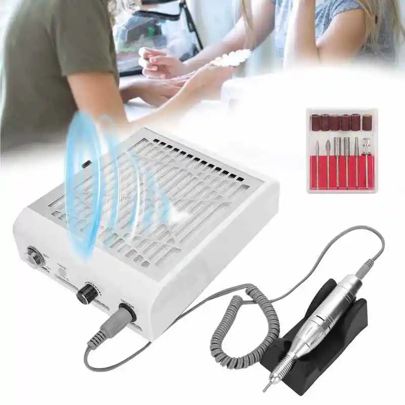 

30000 RPM 2 in 1 Nail Art Machine & Dust Collector Vacuum Cleaner 40W Portable Electric Manicure Pedicure Machine Nail Tool Set