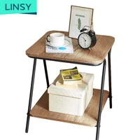 linsy metal frame nightstand cement gray side table with 2 shelf for living room bedroom apartment end table ls208j1