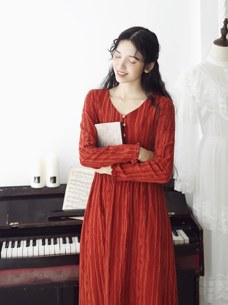 Платье из хлопка и льна с кружевными рукавами|Женские платья| |