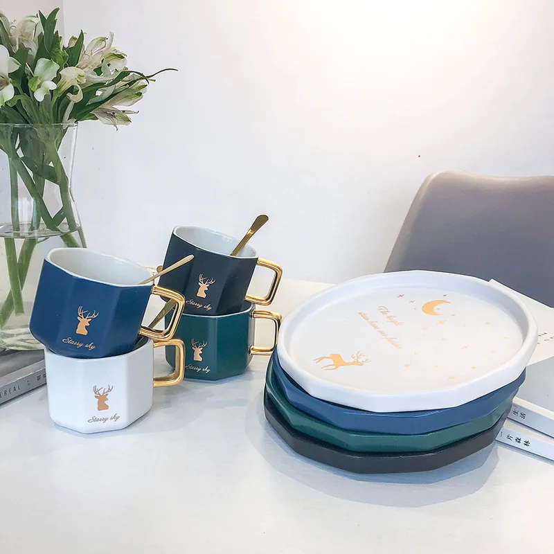 Нордическая керамическая кофейная чашка и блюдце набор креативных европейских