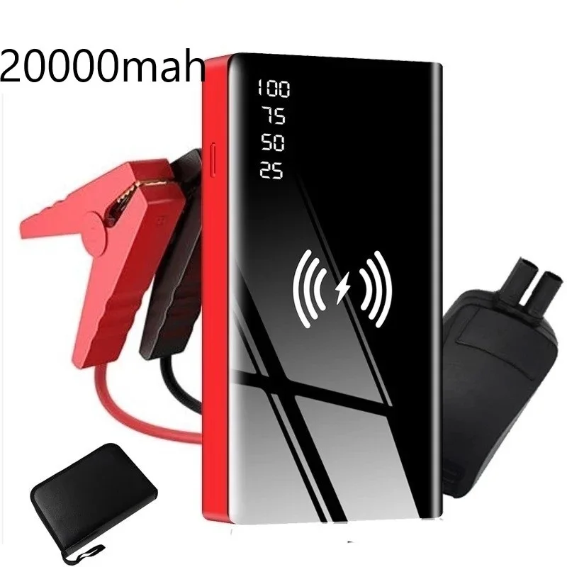 

20000mAh Car Jump Starter Power Bank Qi Wireless Charger Car Battery Power Bank with Type C Input LED Flashlight Digital Display