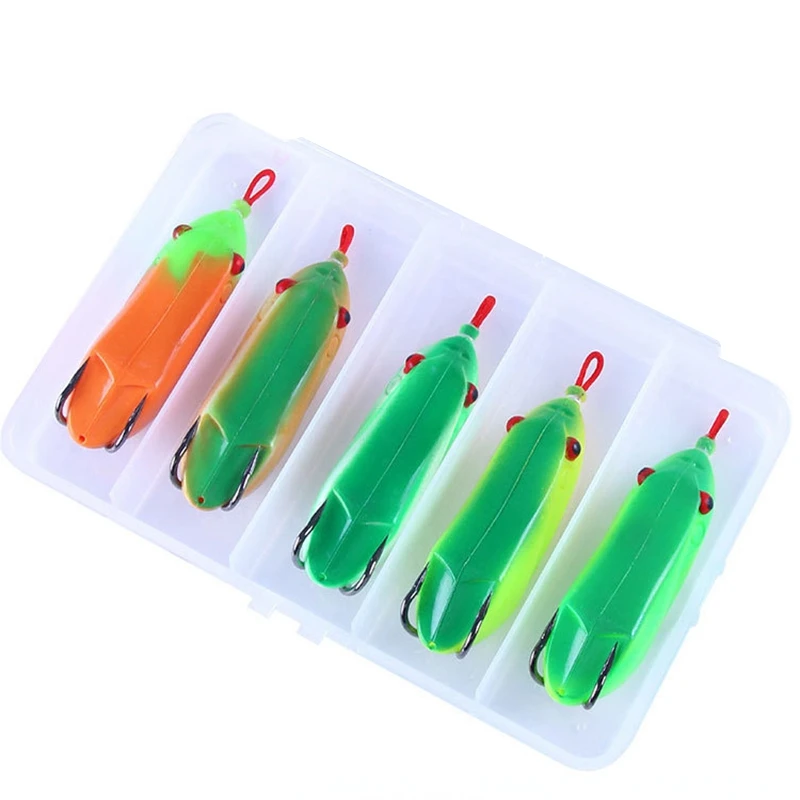 

5Pcs Frog Lure Bass Bait Fishing Crankbait Lures Ray Frog for Fishing Fake Bait