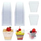 10 шт. 60 мл одноразовые Пластик чашки и напылением золотистого цвета; Прозрачный прозрачный контейнер для пищевых продуктов для Желе Йогурт десерт мороженое чашки