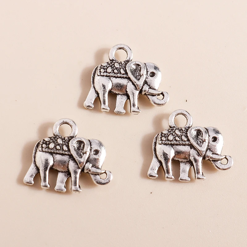 

30pcs 14*12mm Tibetan Silver Jewelry Charms Alloy Elephant Charms for diy Necklaces Bracelets Making Accessories Animal Pendants