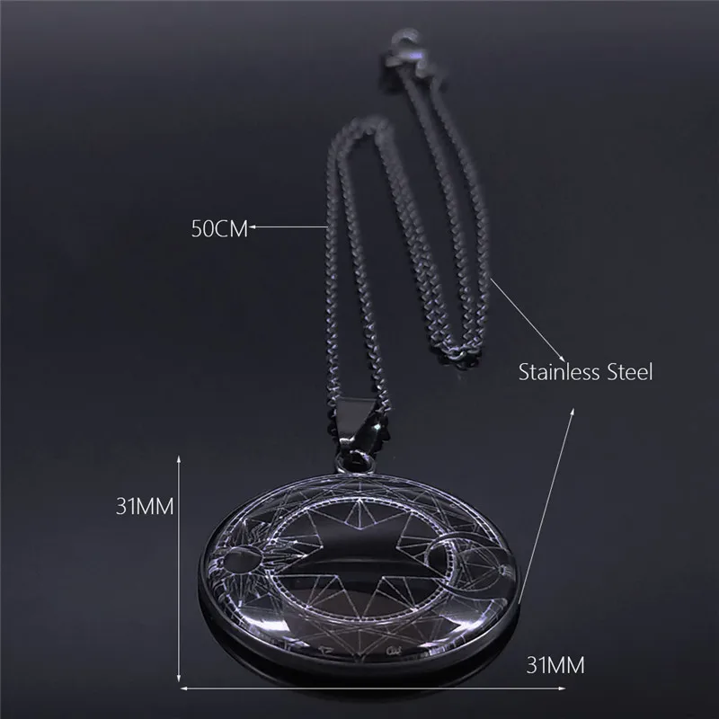 

Satan Pours Pentagram Moon Stainless Steel Necklaces Women/Men 2021 Black Color Chain Necklace Pendant Jewelry collier NXS03