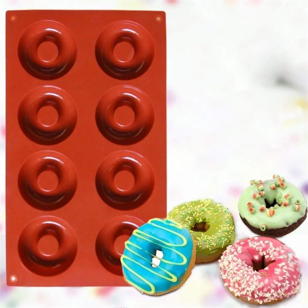 

8 Holes Donut Silicone Cupcake Baking Mold Cake Pans Biscuit Cookie Doughnut DIY Molds Mould Chocolate #25