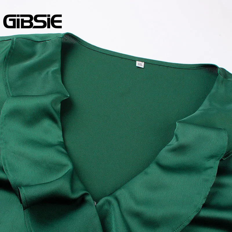 GIBSIE элегантное плиссированное платье с v образным вырезом и запахом размера плюс