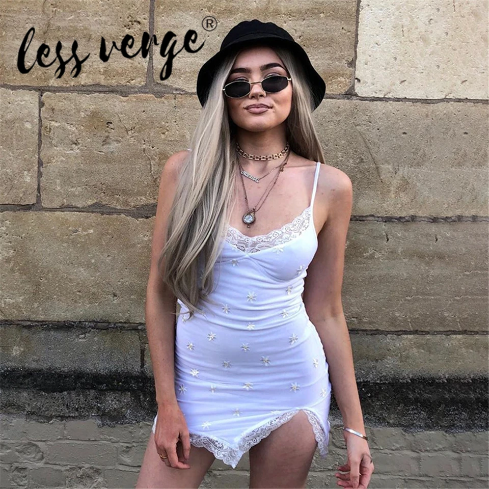 Женское мини платье Lessverge кружевное лоскутное шифоновое шелковое сексуальное