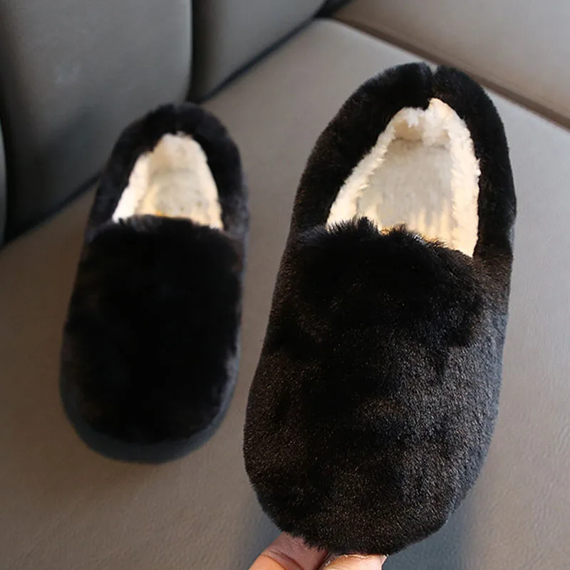 Детская обувь зимняя теплая кожаная для маленьких девочек черного красного